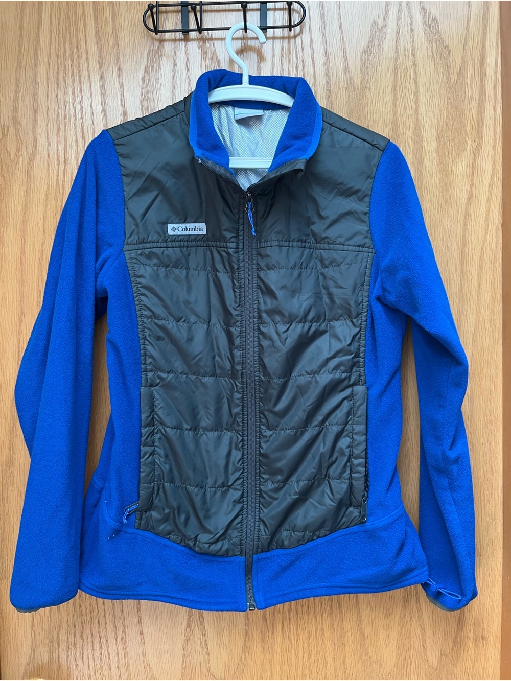 Columbia Royal Blue Fleece Jacket with Black Quilted Front
